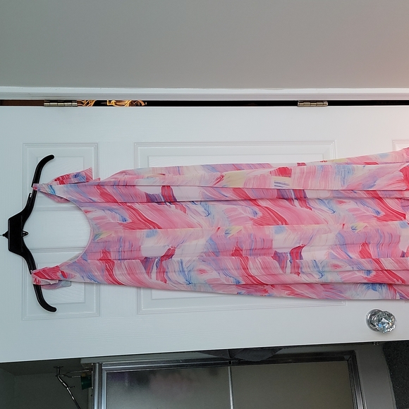 Pink Adjustable Strap Dress with Ruffle at Bottom - Picture 5 of 8